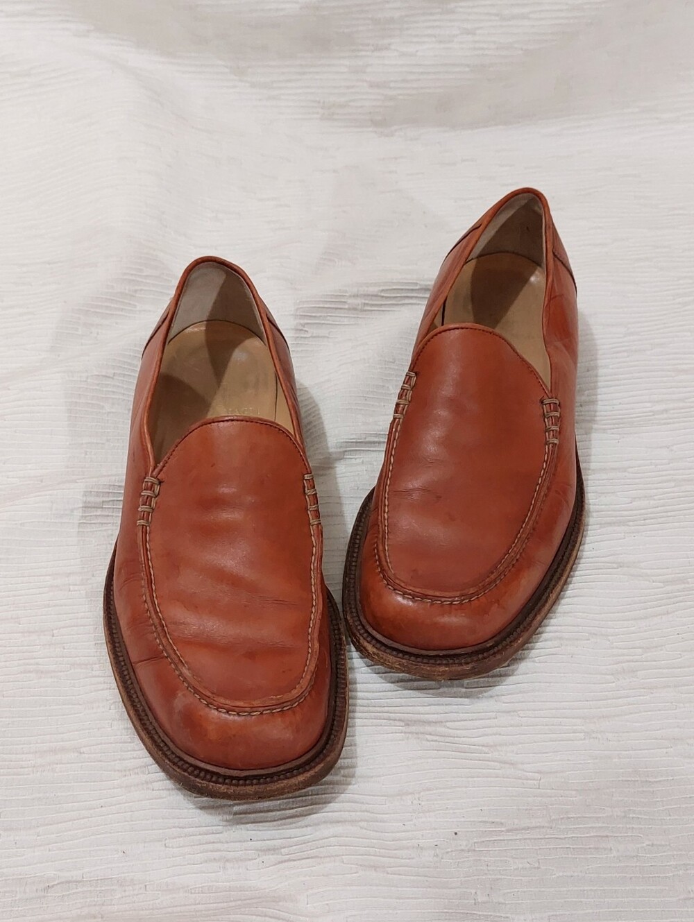 Bruno Magli Italian Men's Leather Loafers in Cognac Size 10.5 - Picture 5 of 13